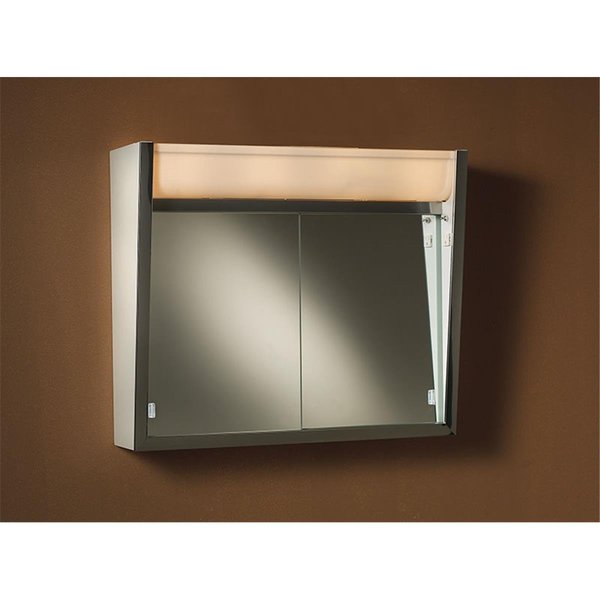 Deluxdesigns 24 x 23 in. 2 Door Ensign Polished Medicine Cabinet with 4 Light & Stainless Steel, Basic White DE2608145
